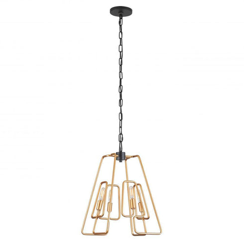 Varaluz Triangulo 4 Light Pendant Aged Gol Carbon Model: 318P04AGCB