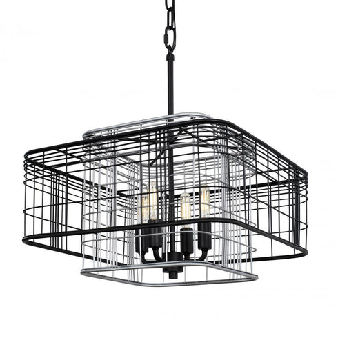 Varaluz Vivienne 4 Light Square Pendant Blac Grey Model: 333P04SBLGR