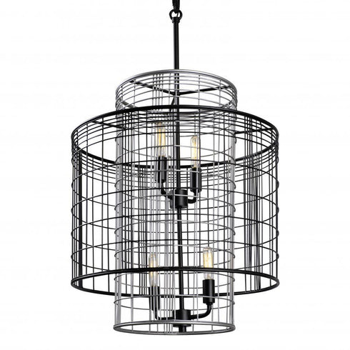 Varaluz Vivienne 4 Light Tall Pendant Blac Grey Model: 333F04BLGR