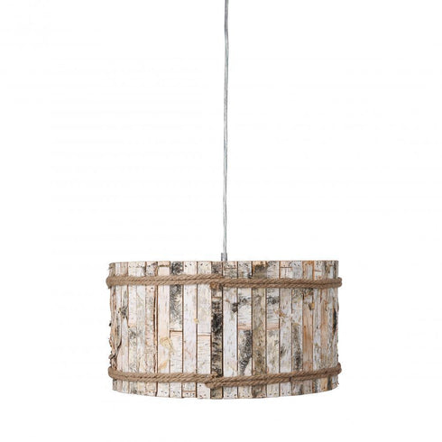 Varaluz Woody 1 Light Drum Pendant White Aspen Bark Model: 276P01B