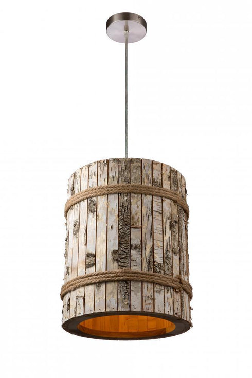Varaluz Woody 1 Light Pendant White Aspen Bark With Model: 276P01