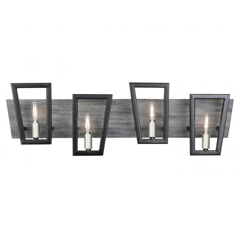 Varaluz Zag 4 Light Bath Blac Grey Wood Model: 260B04BLG