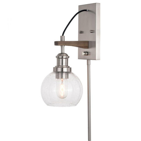 Vaxcel Avondale Wall Light Satin Nickel And Dark Model: W0373