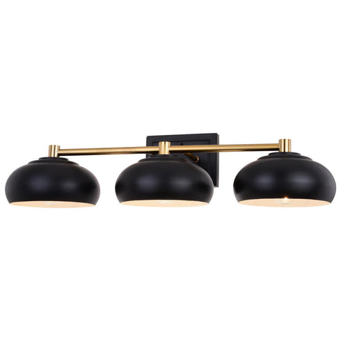 Vaxcel Belmont 3 Light Vanity Matte Black And Satin Model: W0385