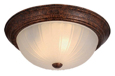 Vaxcel CC1755WP Flush Mount 15" Weathered Patina w/Frosted Melon Glass