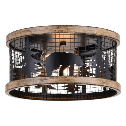 Vaxcel Kodiak 12 In. 2 Light Flush Mount Black And Model: C0262