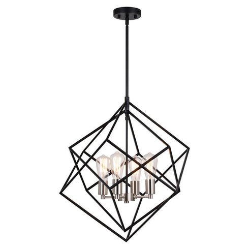 Vaxcel Rad 23.5 In. 4 Light Pendant Black And Satin Model: P0373