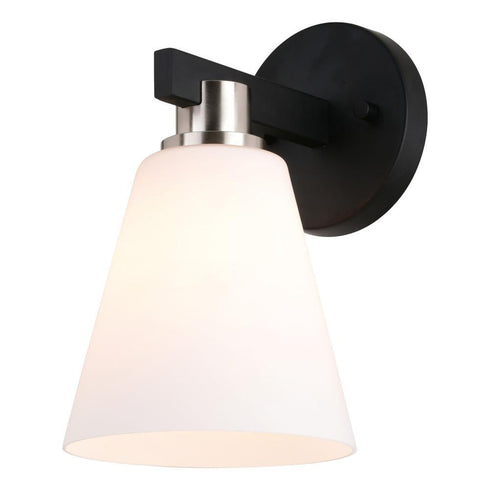 Vaxcel Vermont 1 Light Vanity Matte Black And Satin Model: W0404