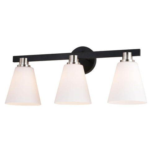 Vaxcel Vermont 3 Light Vanity Matte Black And Satin Model: W0406