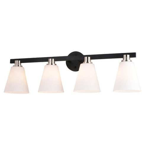 Vaxcel Vermont 4 Light Vanity Matte Black With Satin Model: W0407