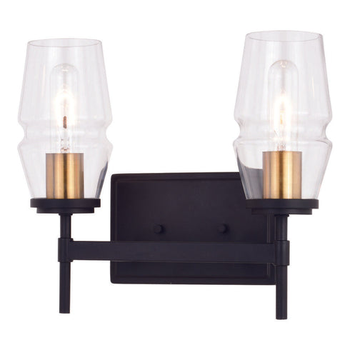 Vaxcel Warren 2 Light Vanity Light Matte Black And Model: W0392