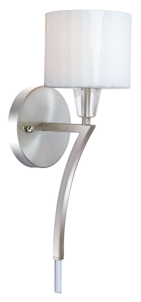 W187-1-SCH Satin Chrome Wall Sconce with Glass Shade