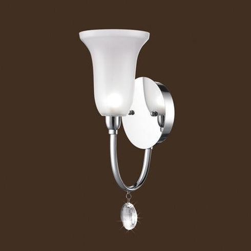 W343-1-CM-FR 1-Light Chrome Wall Sconce ��with Frosted Glass Shade